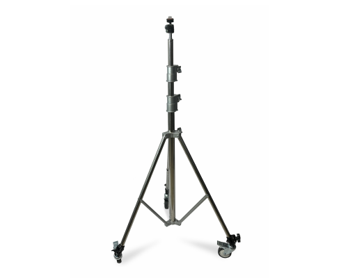 Штатив усиленный мобильный на колесах д 75 мм с шарниром SH-PAZ-14 и переходником на 5/8 для тяжелого нивелира, высота 2,93 м