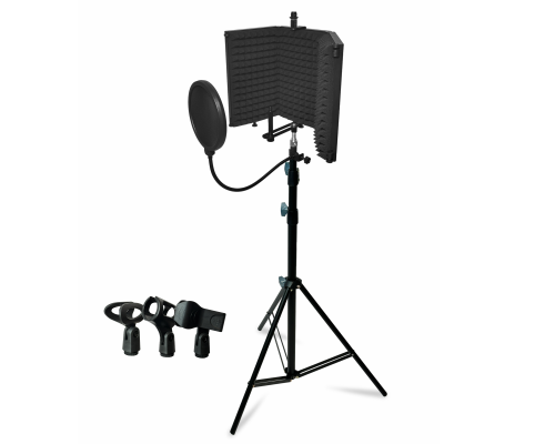 Акустический экран AK01 с 3 держателями микрофона на стойке LS с поп-фильтром 15,5 см