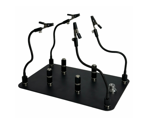 Паяльный столик NS-02B с держателями для микросхем на магните, 4 крокодильчика и 4 винтовых