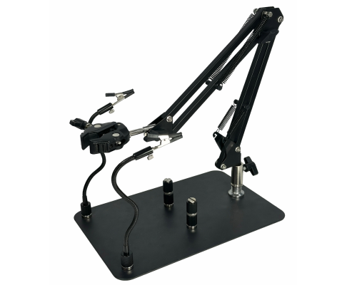 Паяльный столик NS-02B с 4 держателями для микросхем и креплением фена на пантографе MNB25-PAI-3