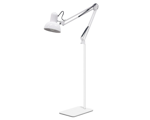 Напольный белый светильник LS-NSU-02-W, торшер с пантографом на утяжеленной стойке с плоским основанием и регулируемой высотой