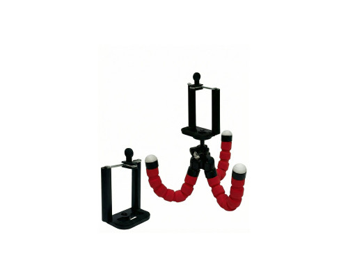 Штатив-трипод Flex-01 с 2 держателями телефона и гибкими ножками, красный