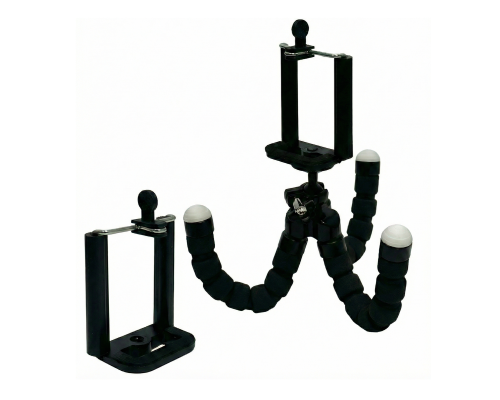 Штатив-трипод Flex-01 с 2 держателями телефона и гибкими ножками, черный