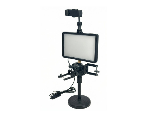 Штатив ZM-02 настольный с 3 держателями телефона и RAG панелью для съемки