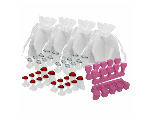 Разделители для пальцев, силиконовые, форма сердечки и камни, и перегородки, по 2 комплекта