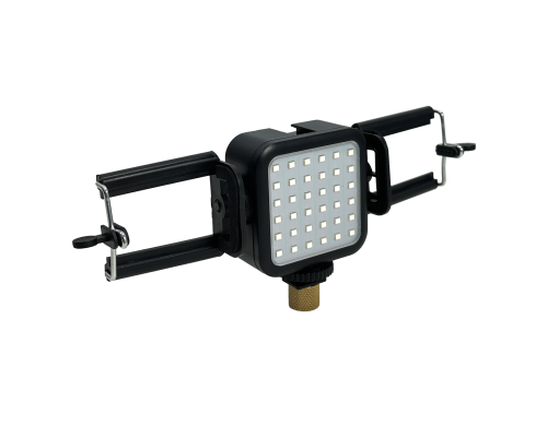 Светодиодный осветитель U36B на батарейках с 2 держателями телефона и переходником на резьбу 3/8