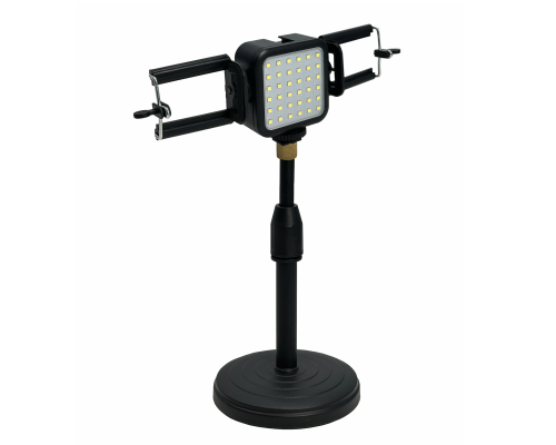 Светодиодный осветитель U36B на батарейках с 2 держателями телефона на подставке штативе ZM-02
