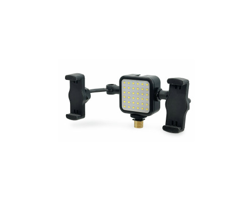 Светодиодный осветитель U36B на батарейках с 2 поворотно-наклонными держателями телефона и переходником на резьбу 3/8