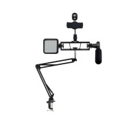 Настольная стойка пантограф Kit-01ST с микрофоном пушкой, led подсветкой, держателем телефона и пультом Bluetooth для съемки видео, записи подкастов, тик-тока