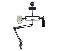 Настольная стойка пантограф Kit-01STH с микрофоном пушкой, led подсветкой на шарнире, держателем телефона и пультом Bluetooth для съемки видео, записи подкастов, тик-тока