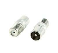 Переходник гнездо F (мама) - штекер TV (папа), 2 шт