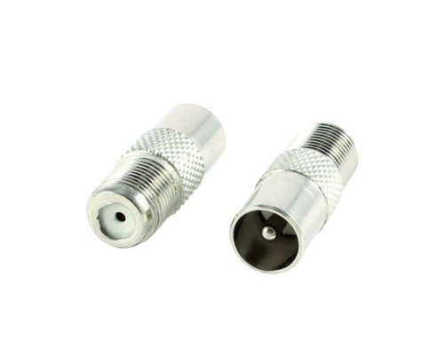 Переходник гнездо F (мама) - штекер TV (папа), 2 шт