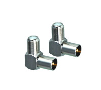 Переходник гнездо F (мама) - штекер TV (папа), угловой, 2 шт