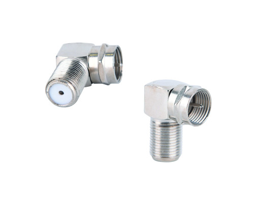 Переходник гнездо F (мама) - штекер F (папа), угловой, 2 шт