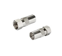 Переходник гнездо TV (мама) - штекер F (папа), 2 шт