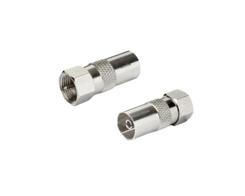 Переходник гнездо TV (мама) - штекер F (папа), 2 шт