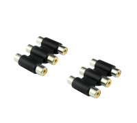 Переходник 3 гнезда RCA (мама) - 3 гнезда RCA (мама), тринокль, 2 шт