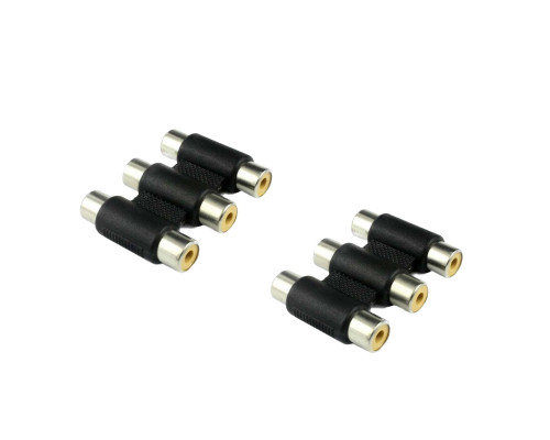 Переходник 3 гнезда RCA (мама) - 3 гнезда RCA (мама), тринокль, 2 шт