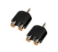 Переходник 2 гнезда RCA (мама) - штекер 3.5 мм стерео (3 pin) mini-jack (папа), 2 шт