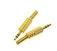 Разъем штекер mini-jack 3.5 мм (папа) стерео (3 pin) с пружиной, металл, золотистый, 2 шт