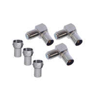 Разъемы на кабель: F-коннектор (гайка) - 3 шт., штекер ТВ угловой - 3 шт.