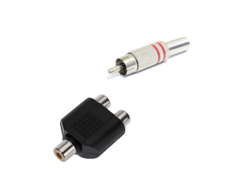 Комплект переходников RCA: гнездо RCA (мама) - 2 гнезда RCA (мама) - 1 шт + штекер RCA (папа) - 1 шт