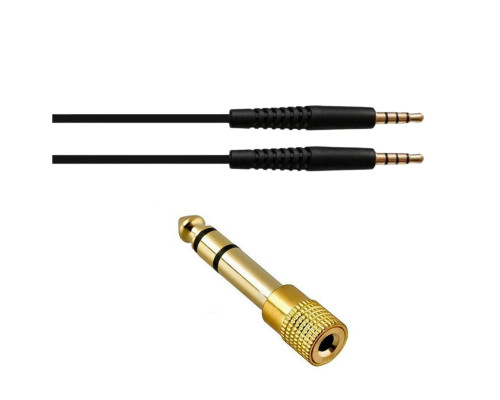 Комплект для подключения: гнездо jack 3.5 - штекер jack 6.3 (стерео) + кабель mini jack 3.5 (M) 4 pin, 1,2 м