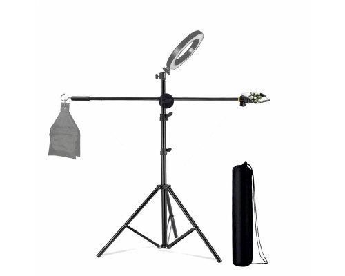 Напольная стойка штатив для кольцевой лампы JBH-G16-C с крючком для противовеса, держателем телефона и чехлом для переноски