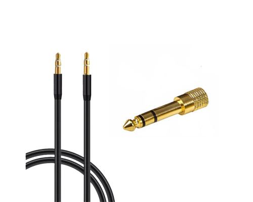 Комплект для подключения: гнездо jack 3.5 - штекер jack 6.3 (стерео) + кабель mini jack 3.5 (M) 3 pin, 1,2 м