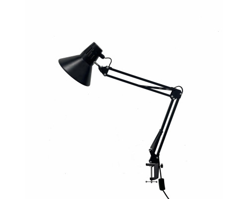 Светильник настольный NBS-LBB, лампа чёрная на пантографе с усиленной струбциной
