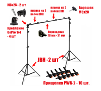 Переносной каркас 190х250 см для фотофона KF-250ZP в комплекте с прищепками