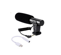 Накамерный микрофон пушка MK-01T на батарейке и переходник Type-C