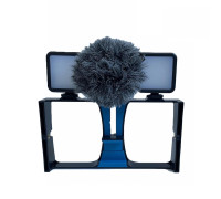 Комплект для съемки с держателем для телефона клетка, микрофоном пушкой и двумя осветителями на аккумуляторе