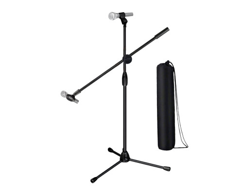 Микрофонная стойка журавль Pro-5B с двумя держателями для микрофона и чехлом для переноски