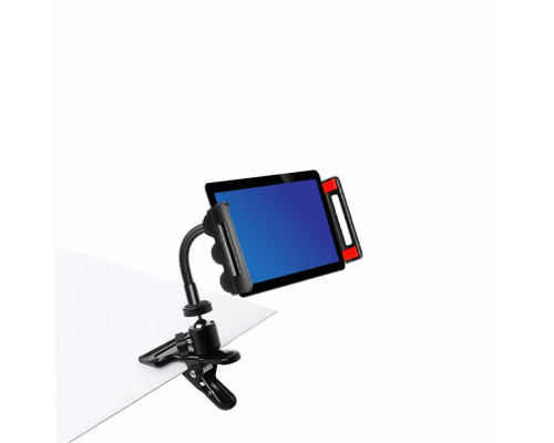 Гибкий держатель для телефона шириной до 18 см, на прищепке с шарнирным креплением