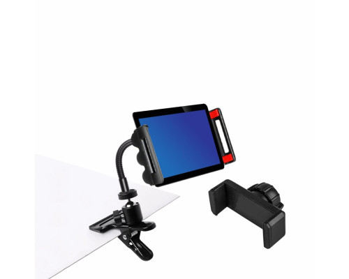 Комплект из 2 держателей для телефона от 5.7 до 18 см на гибкой ножке с шарниром для крепления к поверхности до 4,7 см