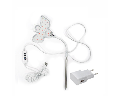 Гибкая светодиодная фитолампа для растений "пчелка", 3 режима света, с адаптером питания