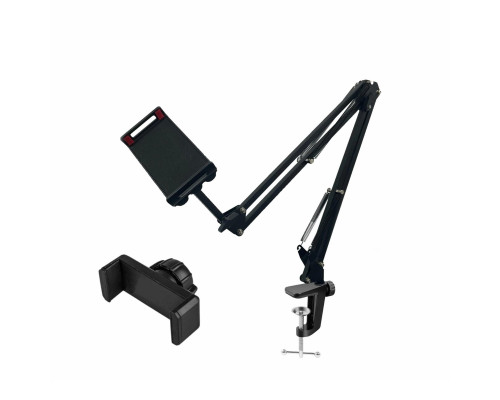 Усиленная настольная стойка пантограф ST-184Y со сменными держателями для телефона и планшета