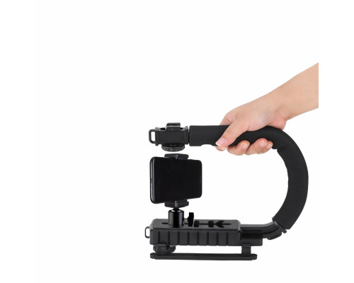 Ручной стабилизатор для камеры, ручка-держатель с зажимом для телефона на шарнирном креплении