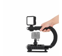 Ручной стабилизатор для камеры, ручка-держатель для GoPro с осветителем на батарейках