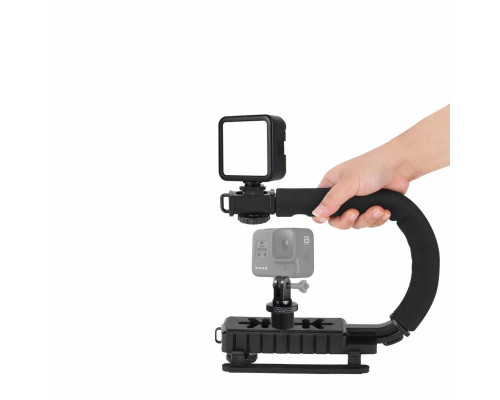 Ручной стабилизатор для камеры, ручка-держатель для GoPro с осветителем на батарейках