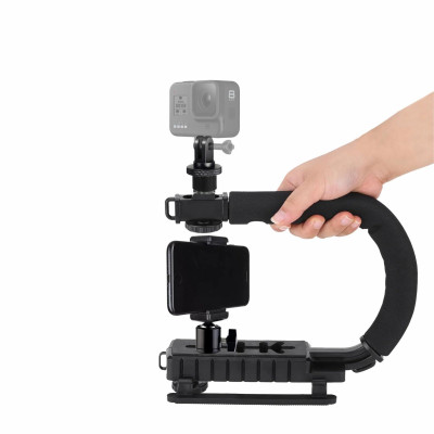 Ручной стабилизатор для камеры, ручка-держатель для GoPro с зажимом для телефона