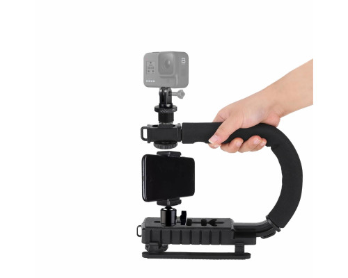 Ручной стабилизатор для камеры, ручка-держатель для GoPro с зажимом для телефона