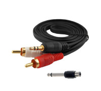 Кабель AUX Nocab mini Jack 3.5mm (M) - 2 RCA (M), 3 метра и штекер моно (2 pin) Jack 6.35 мм (папа)