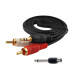 Кабель AUX Nocab mini Jack 3.5mm (M) - 2 RCA (M), 3 метра и штекер моно (2 pin) Jack 6.35 мм (папа)