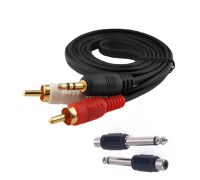 Кабель AUX Nocab mini Jack 3.5mm (m) - 2 RCA (m), 3 метра + штекер моно (2 pin) jack 6.35 мм (папа), 2 шт