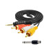 Кабель AUX Nocab mini Jack 3.5mm (m) - 3 RCA (m), 1,5 метра + штекер моно (2 pin) Jack 6.35 мм (папа)