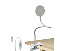 Гибкая настольная лампа SLW-09bd на прищепке для горизонтального и вертикального крепления, белая