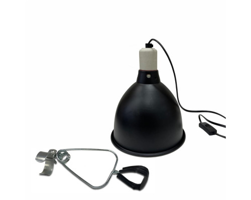 Защитный плафон для террариума под УФ лампу, лампу нагрева на металлическом держателе, маленький, чёрный