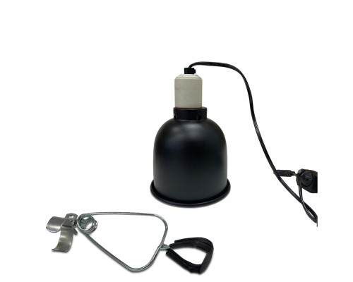 Защитный плафон на металлическом держателе для террариума под УФ лампу, лампу нагрева с регулировкой яркости на проводе, маленький, чёрный